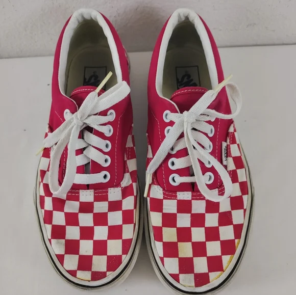Vans Unisex Red Checkered Shoes Size Mens 7 Womens 8.5 (507452) - Picture 2 of 12